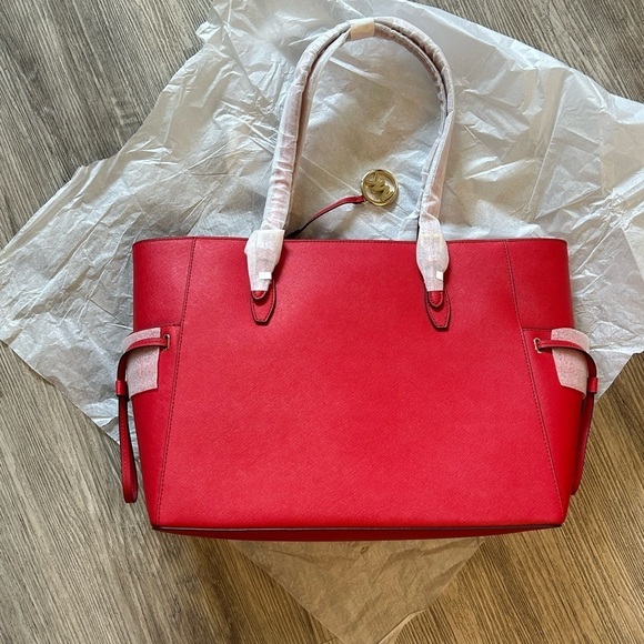 Michael Kors Red Tote with Gold Hardware and Structured Leather - Picture 3 of 11